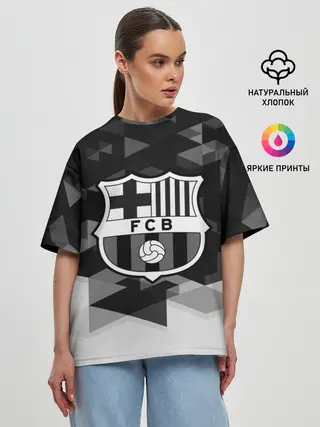 Женская футболка оверсайз / FC Barcelona sport geometry