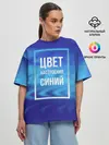 Женская футболка оверсайз / Цвет настроения синий
