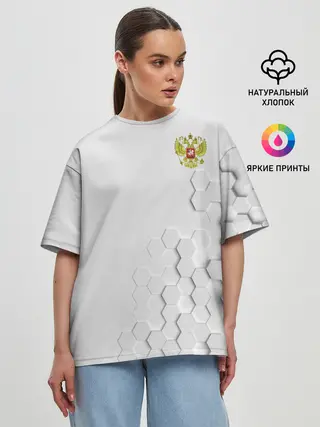 Женская футболка оверсайз / RUSSIA.