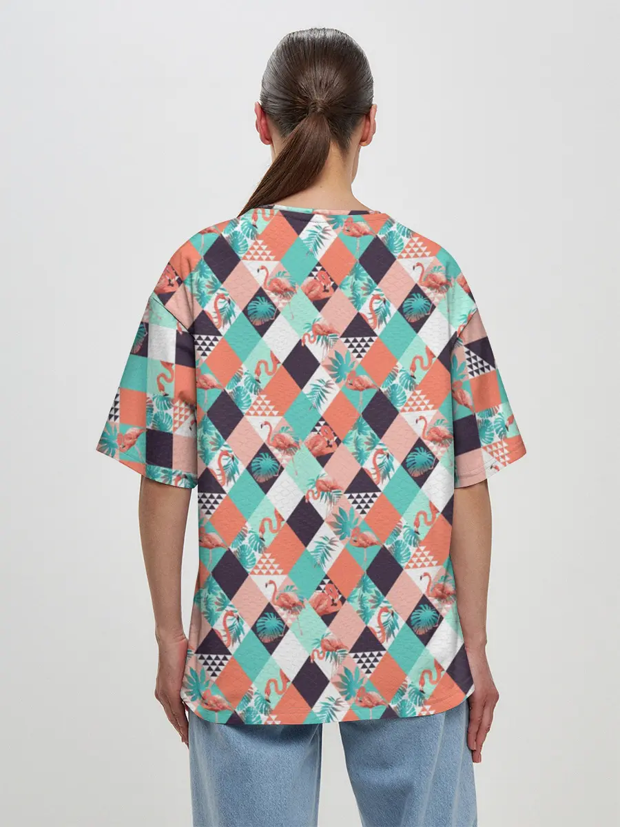 Женская футболка оверсайз / Фламинго