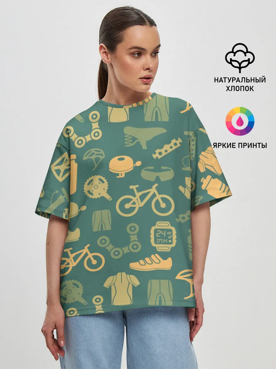 Женская футболка оверсайз / Велосипедист