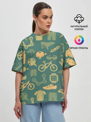 Женская футболка оверсайз / Велосипедист