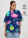 Женская футболка оверсайз / Фламинго