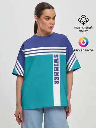 Женская футболка оверсайз / Swimmer