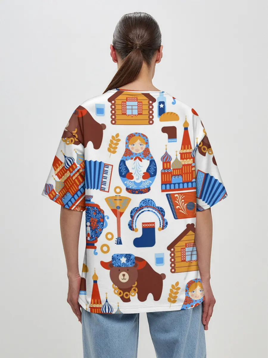 Женская футболка оверсайз / Традиционный поп арт