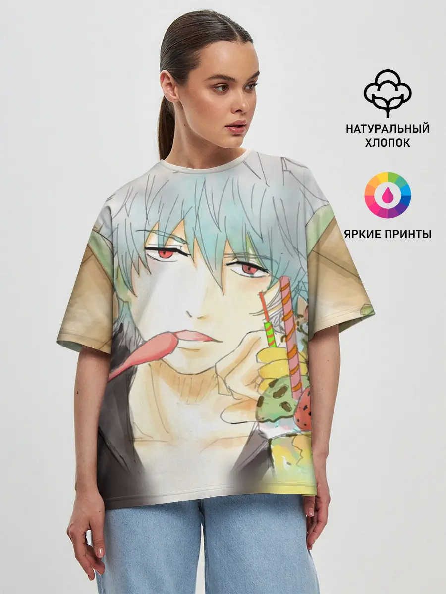 Женская футболка оверсайз / манга Серебряная душа