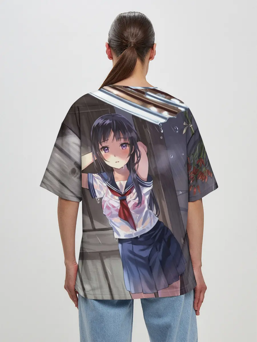 Женская футболка оверсайз / Летний дождь