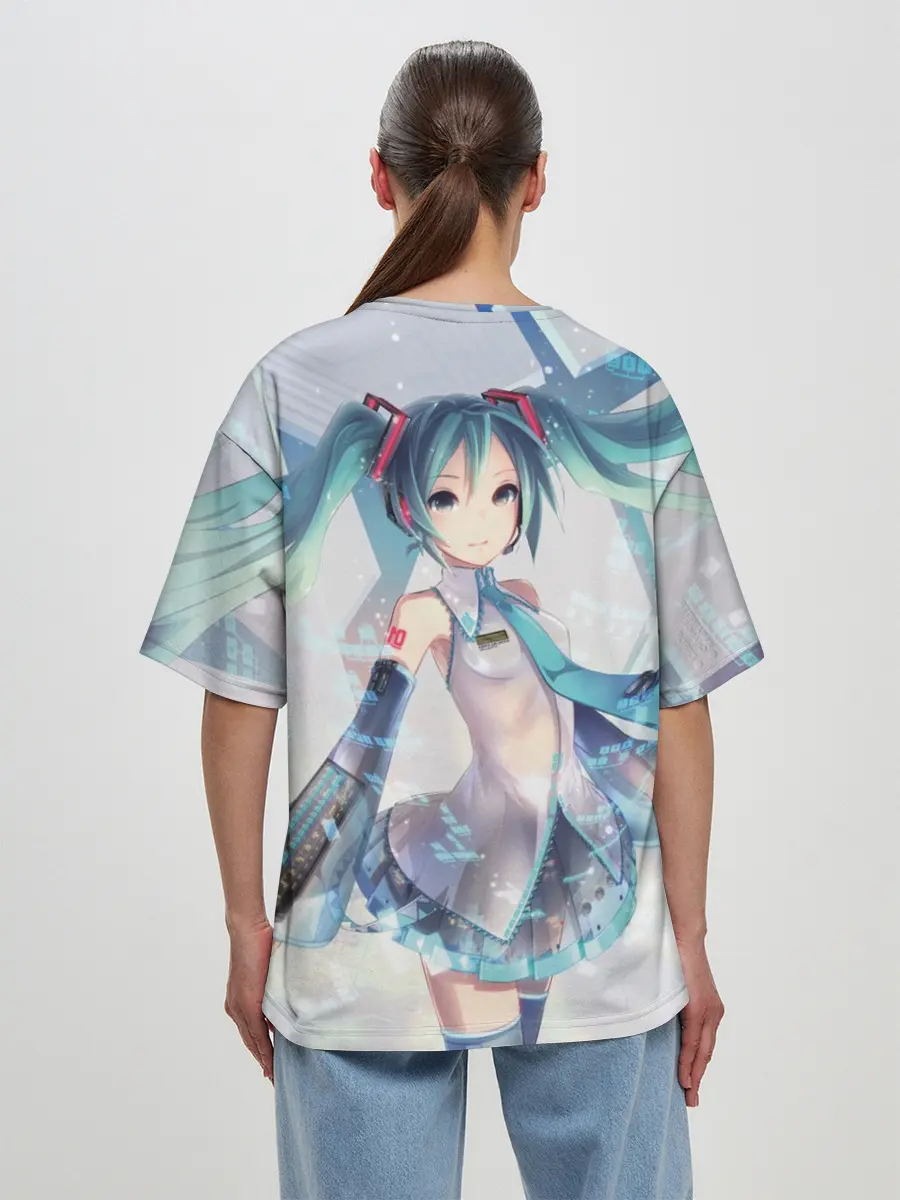 Женская футболка оверсайз / Сияние Мика Хацуне