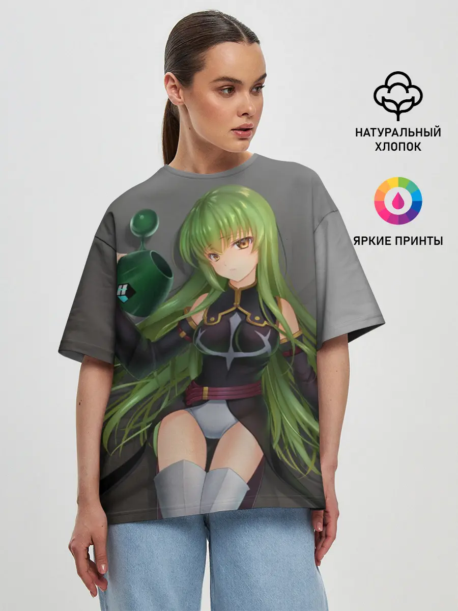Женская футболка оверсайз / Code Geass art gray