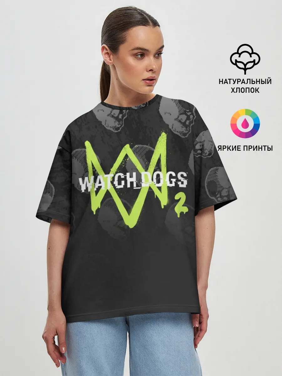 Женская футболка оверсайз / WATCH DOGS 2