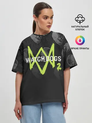 Женская футболка оверсайз / WATCH DOGS 2