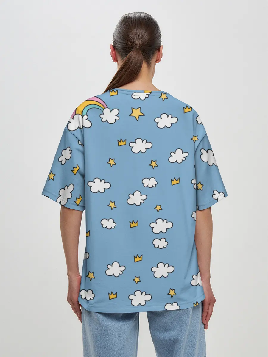 Женская футболка оверсайз / Радужный Единорог