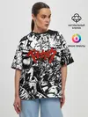 Женская футболка оверсайз / BERSERK background logo