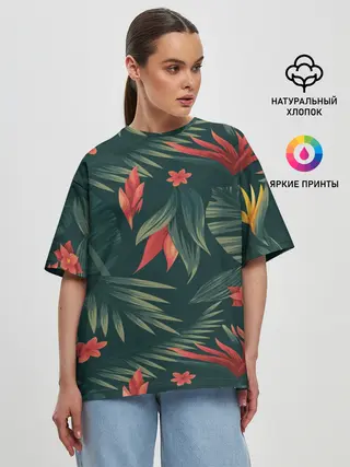 Женская футболка оверсайз / Тропики