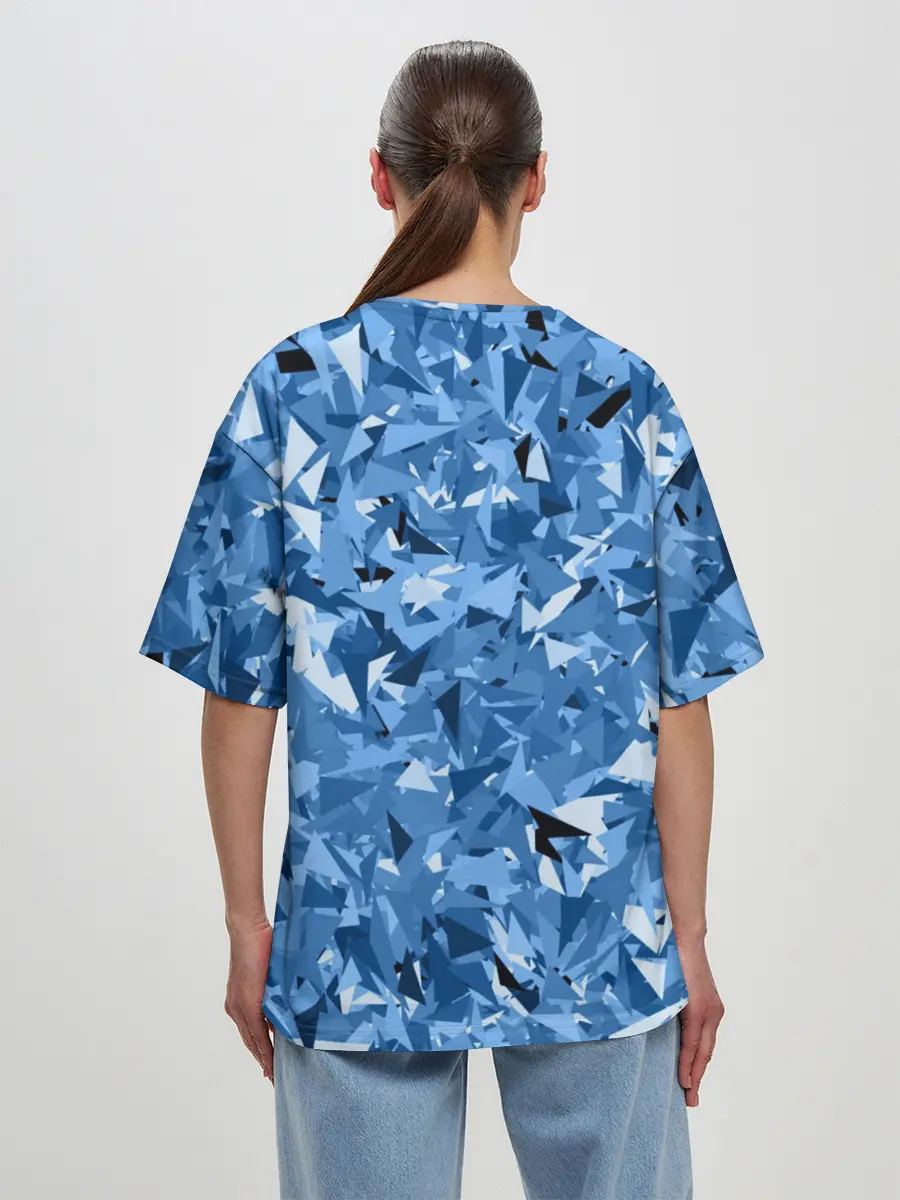 Женская футболка оверсайз / Сине-бело-голубой лев