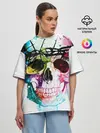 Женская футболка оверсайз / Череп и краска