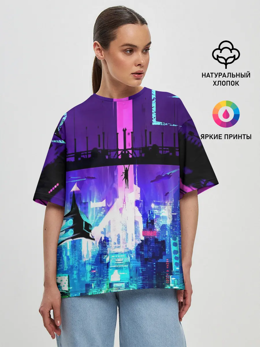 Женская футболка оверсайз / CYBERPUNK