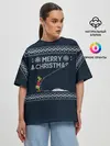 Женская футболка оверсайз / Гринч Вязаный
