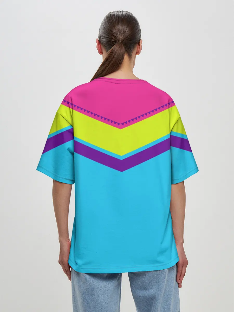 Женская футболка оверсайз / Цветные треугольники_голубой