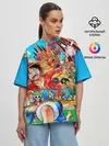Женская футболка оверсайз / куча мала One Piece