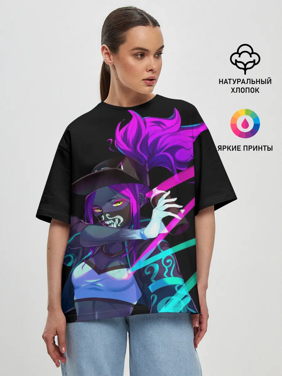 Женская футболка оверсайз / KDA. Akali