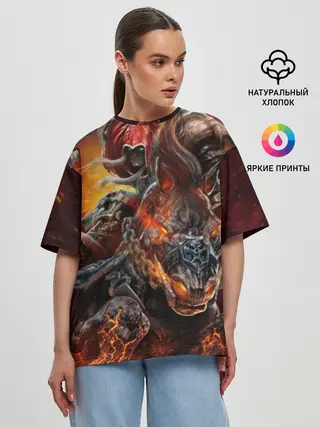 Женская футболка оверсайз / Демон-Всадник