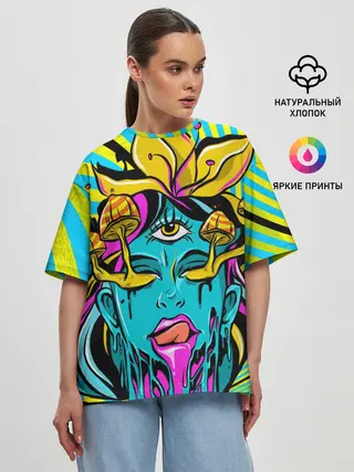 Женская футболка оверсайз / Психоделика
