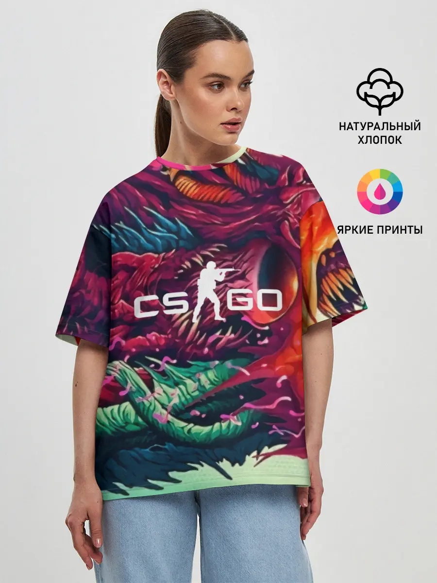 Женская футболка оверсайз / CS GO hyper beast skin