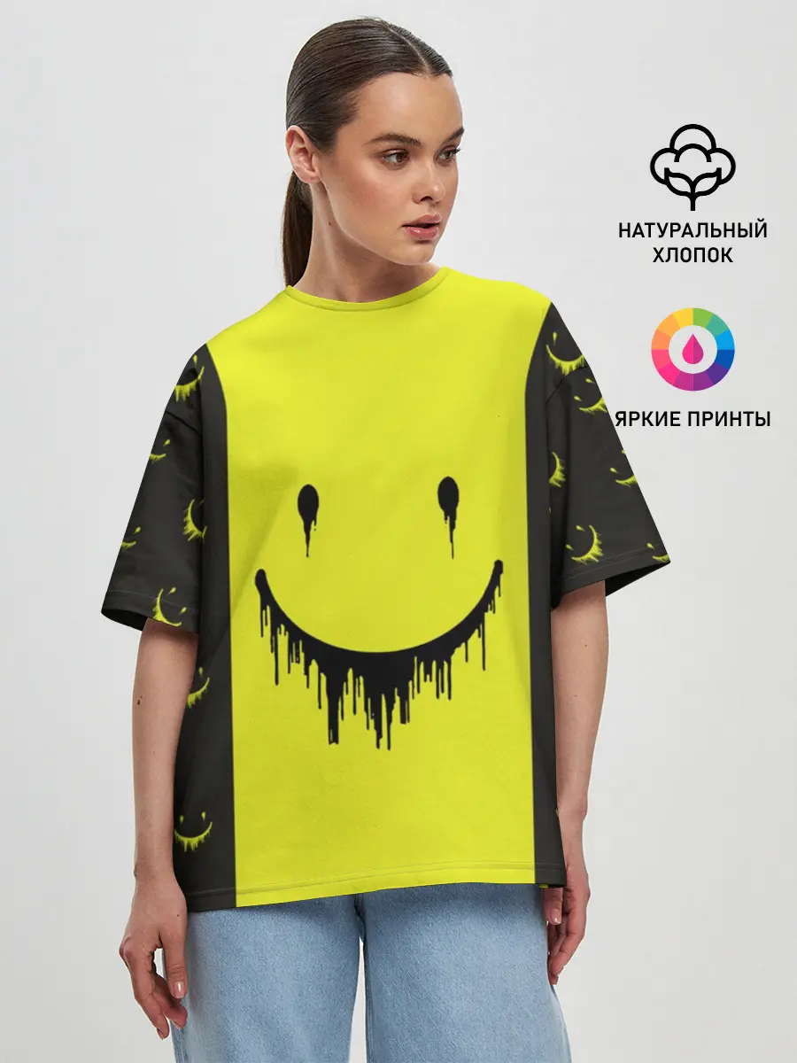 Женская футболка оверсайз / Смайлик