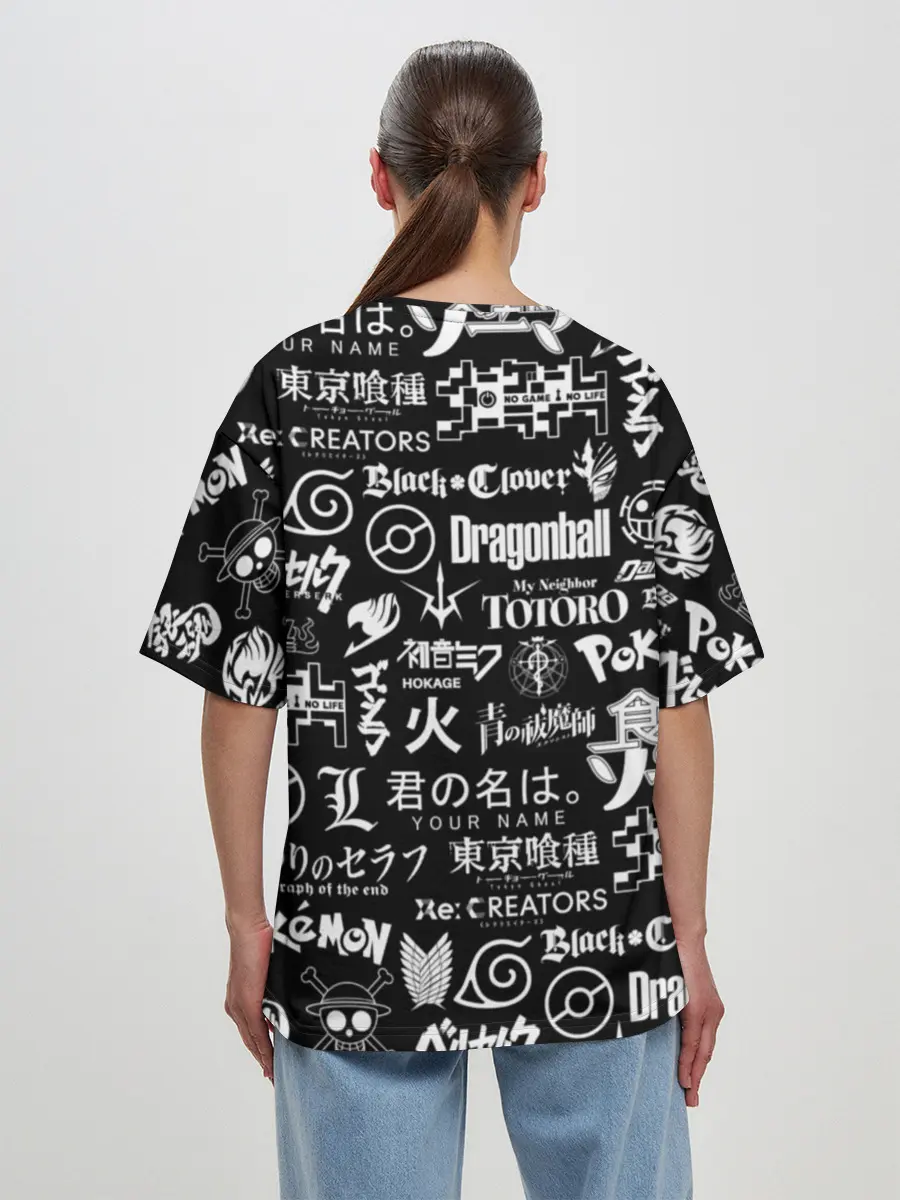 Женская футболка оверсайз / ЛОГО АНИМЕ МУЛЬТФИЛЬМОВ