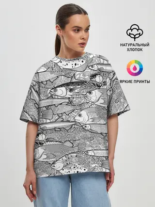 Женская футболка оверсайз / Рыбы