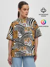 Женская футболка оверсайз / Тигры и зебры