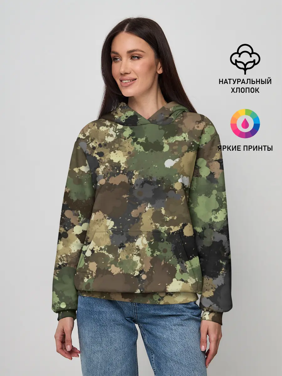 Женское худи / Камуфляж с кляксами