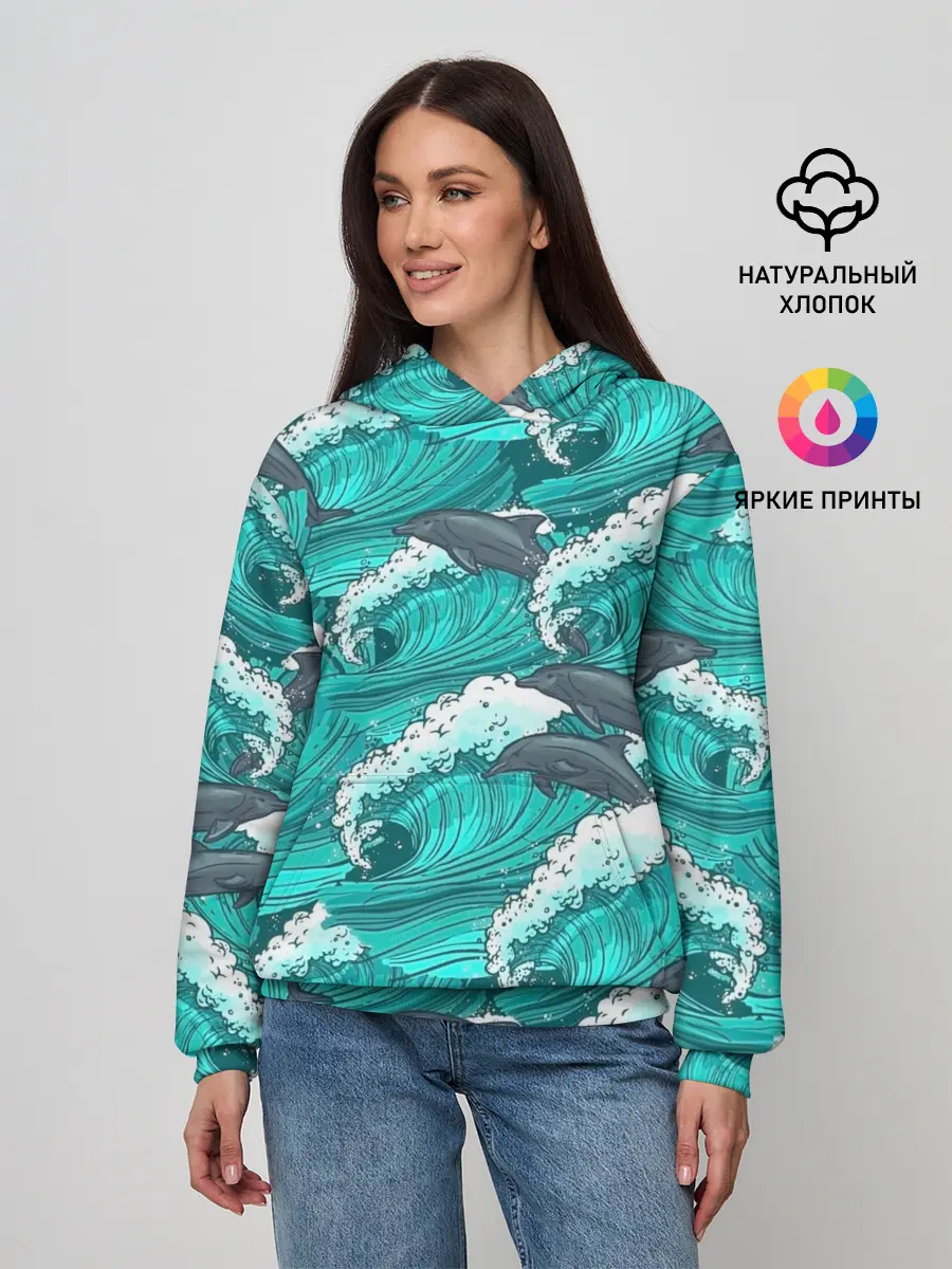 Женское худи / Дельфины