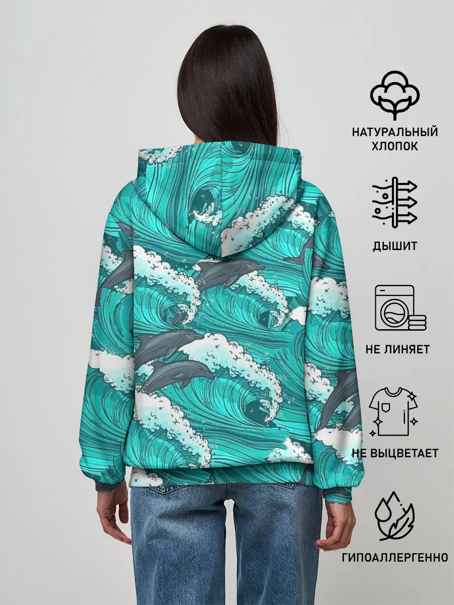 Женское худи / Дельфины