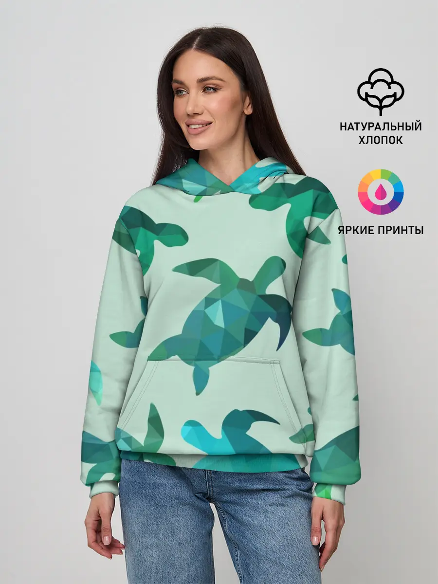 Женское худи / Абстракция Черепахи Полигон