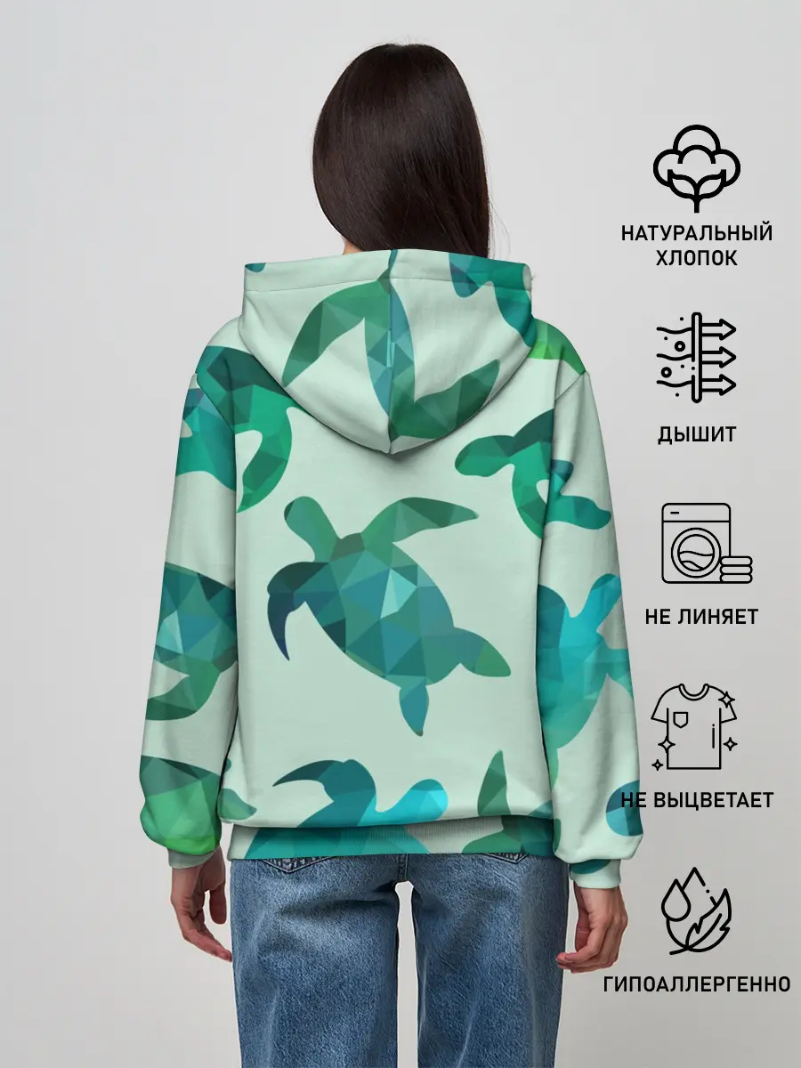 Женское худи / Абстракция Черепахи Полигон