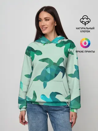 Женское худи / Абстракция Черепахи Полигон