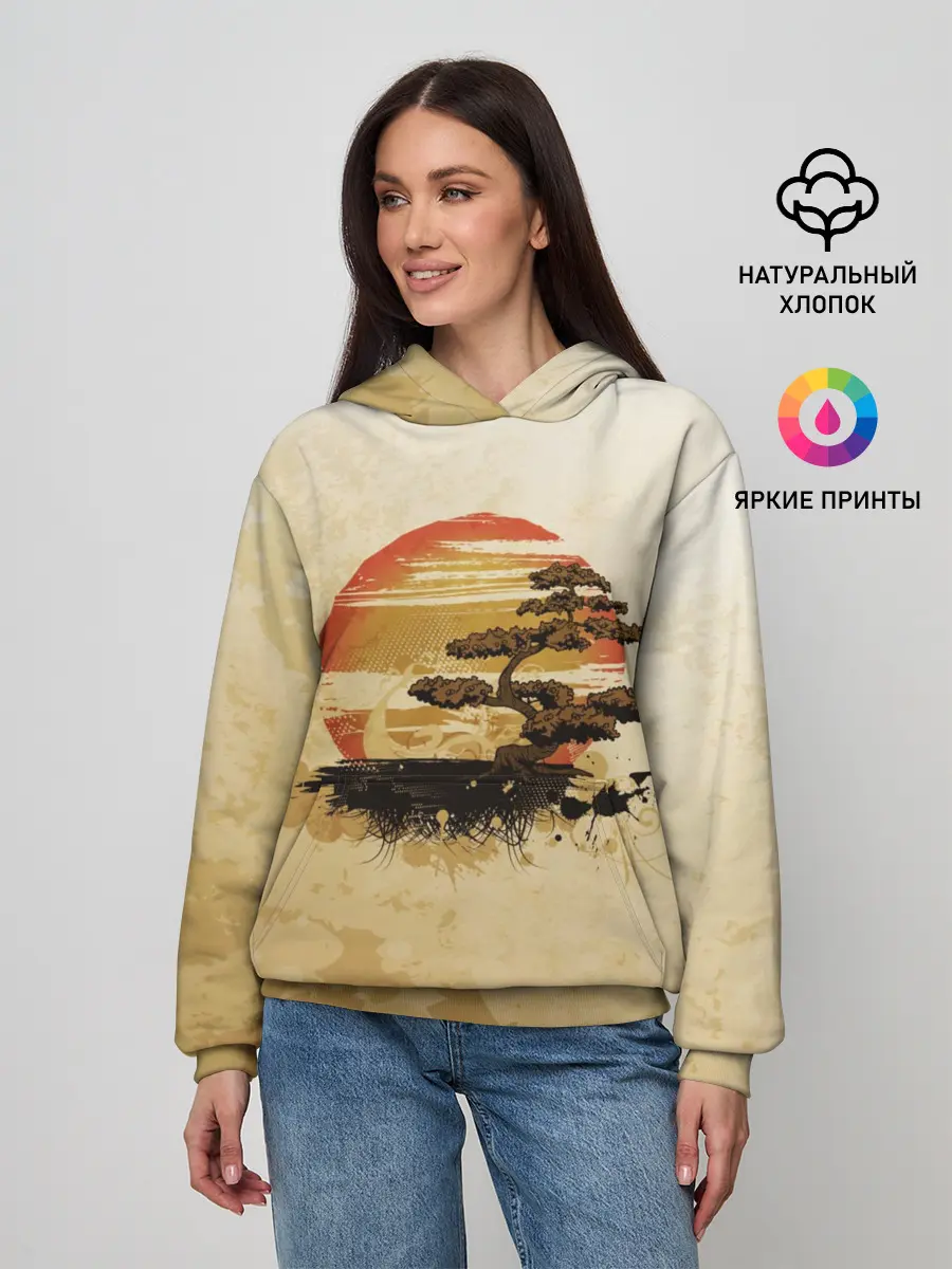 Женское худи / Дерево на закате