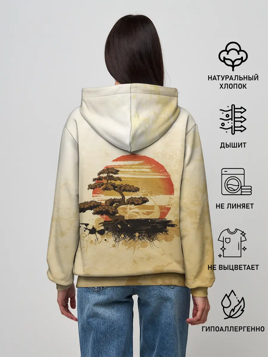 Женское худи / Дерево на закате
