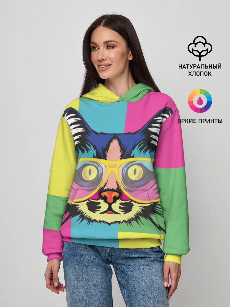 Женское худи / Яркий Кот