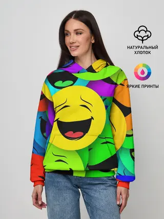 Женское худи / ВЕСЁЛЫЕ СМАЙЛИКИ.