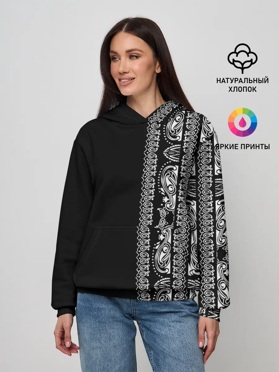Женское худи / Узор на чёрном