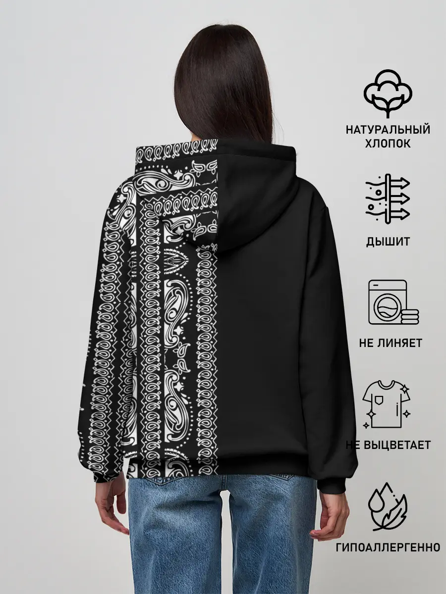 Женское худи / Узор на чёрном