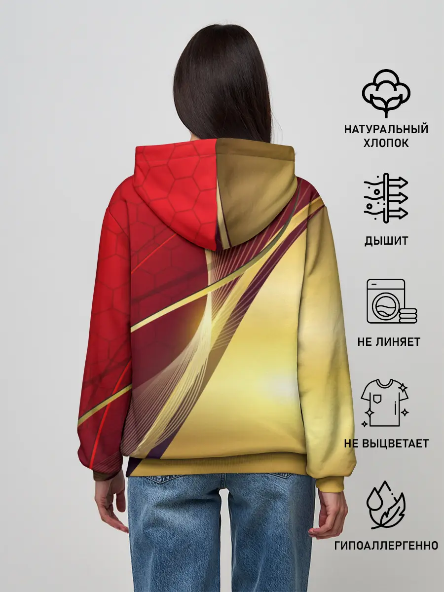 Женское худи / RUSSIA SPORT: Red and Gold.