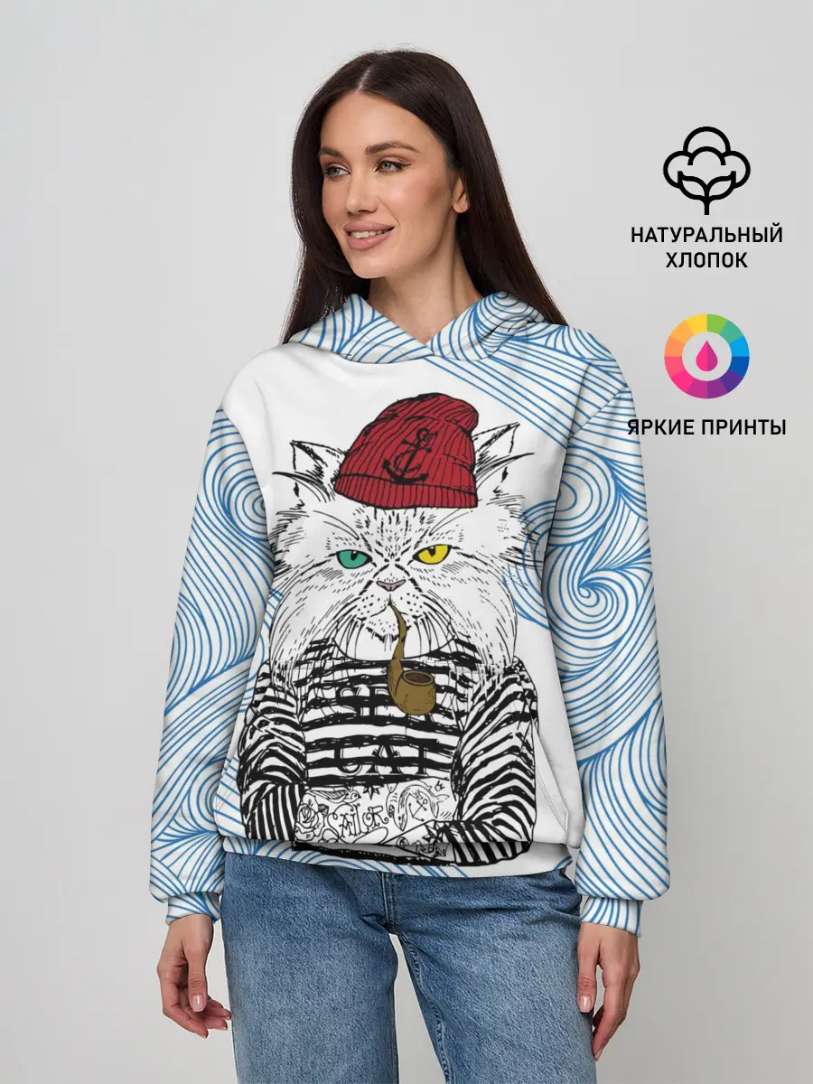 Женское худи / Кот Моряк
