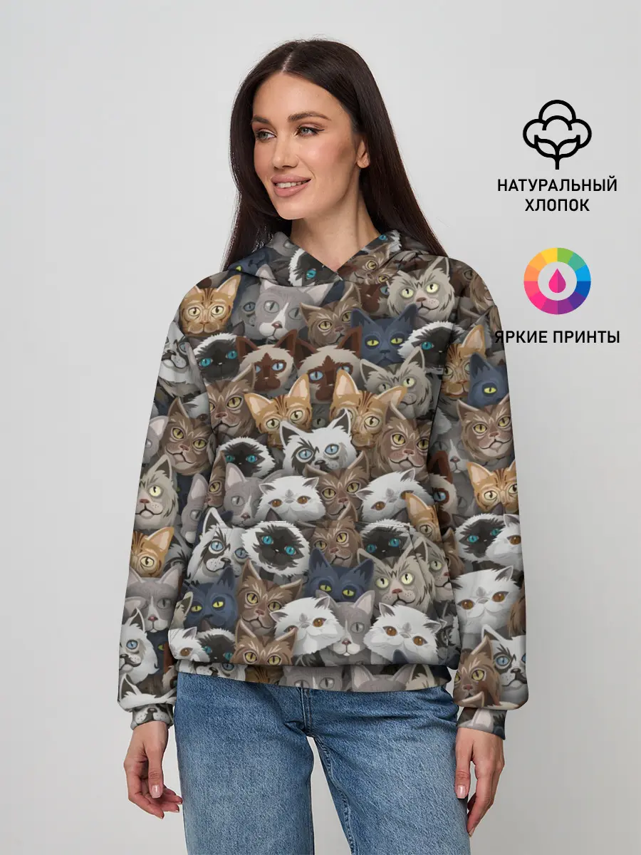 Женское худи / Коты разных пород