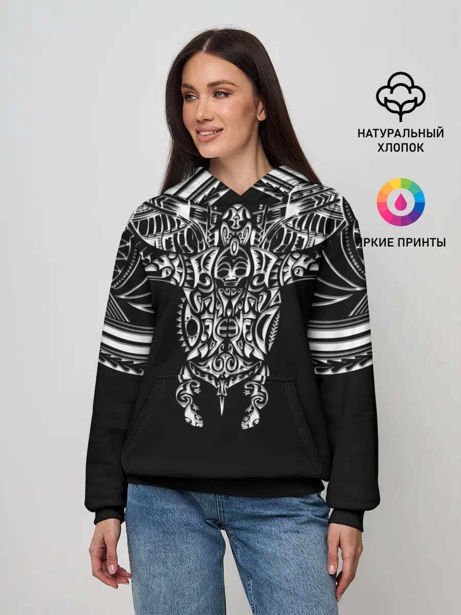 Женское худи / Узор в стиле маори / полинезия
