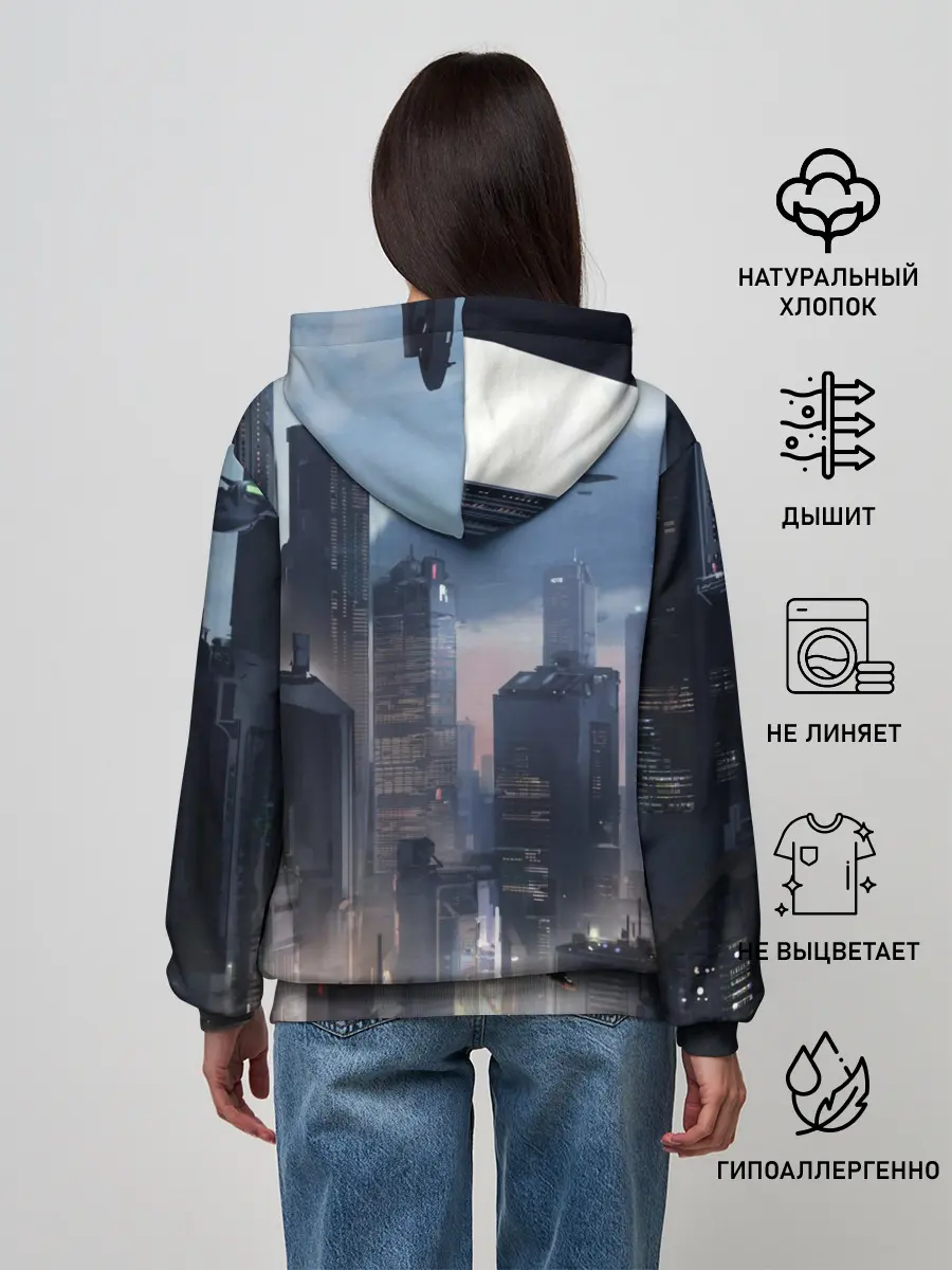 Женское худи / Cyberpunk 2077 city