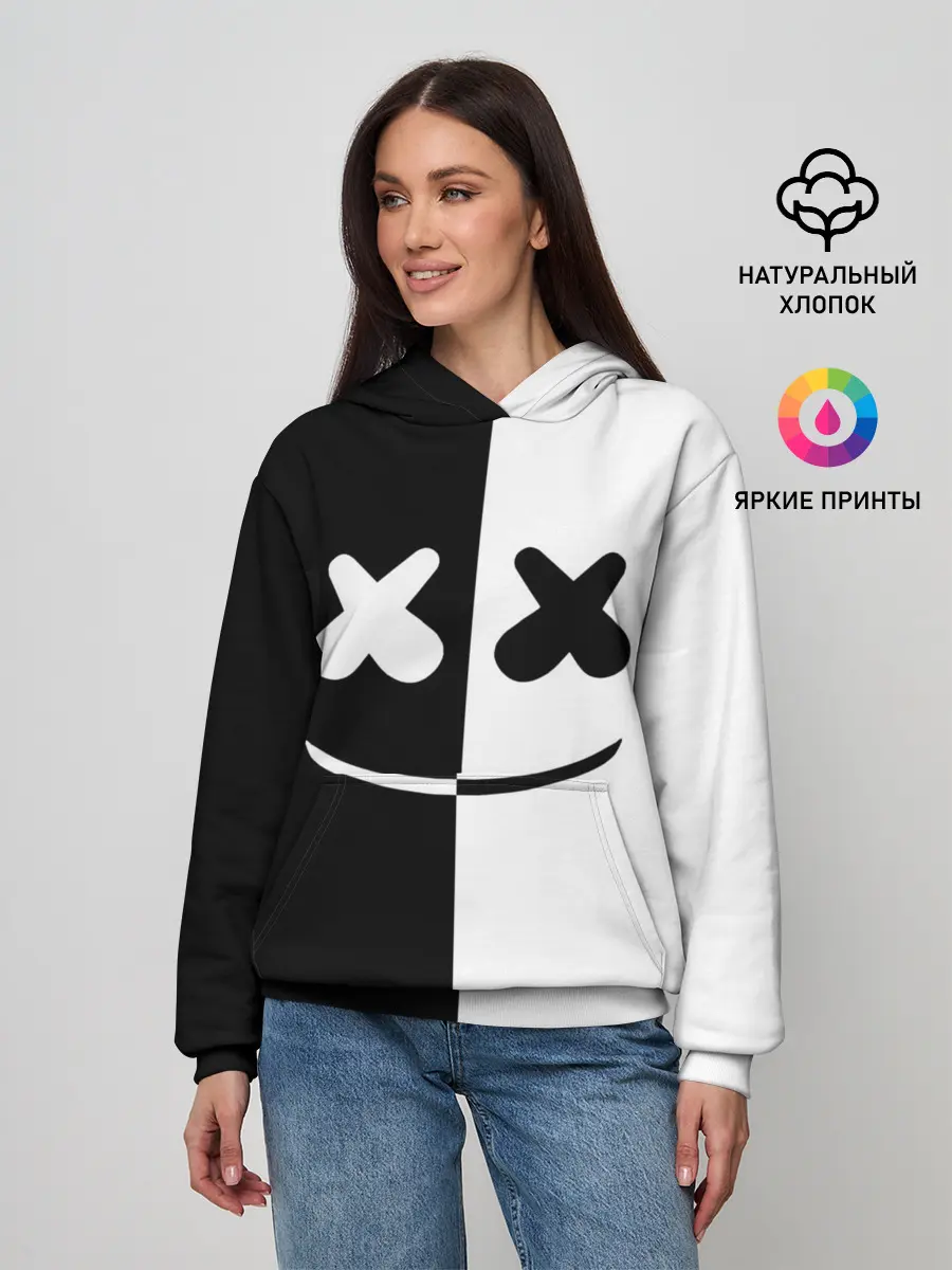 Женское худи / MARSHMELLO BLACK & WHITE